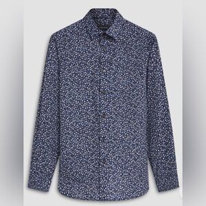 Bugatchi Men’s Julian Floral Navy Long Sleeve‎ Shirt Size M